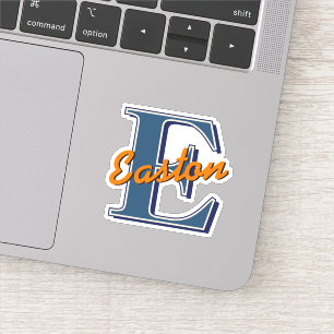 Sticker Monogramme personnalisé Nom initial Marine bleu et