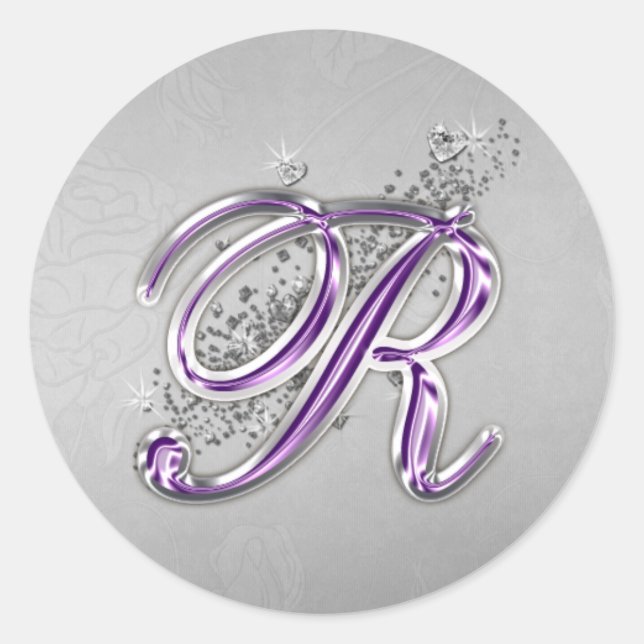 Sticker Monogramme R de Parties scintillant violet (Devant)