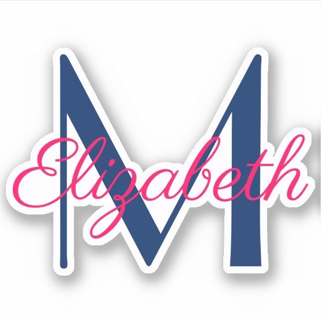 Sticker Monogramme rose et bleu marine (Devant)