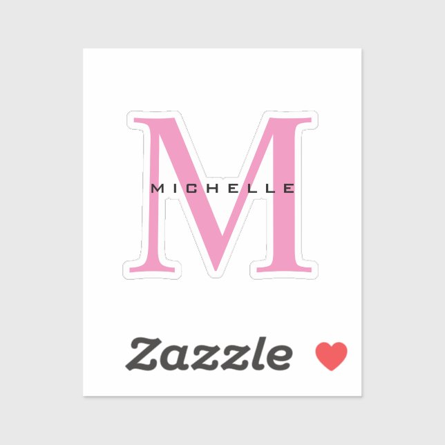 Sticker Monogramme Rose Votre Nom Cadeau Spécial Bien-Aimé (Feuille)