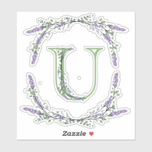 Sticker Monogramme U Lavender Eucalyptus