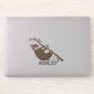 Sticker Monogrammed Sloth girl personnalisée