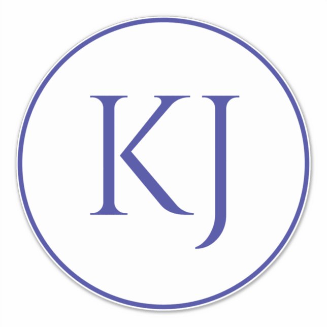 Sticker Monogrammes Couple Nom bleu Lettres initiales Mari (Devant)