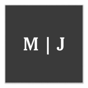 Sticker Monogrammes Nom Black White Minimal Simple Mariage