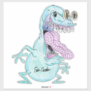 Sticker monstre alien dessin animé bleu clair