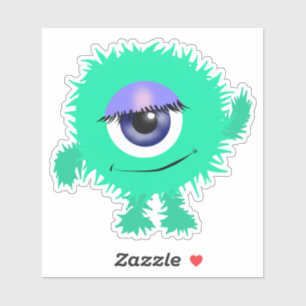 Sticker Monstre Aqua Green One Eyed 4 x 4