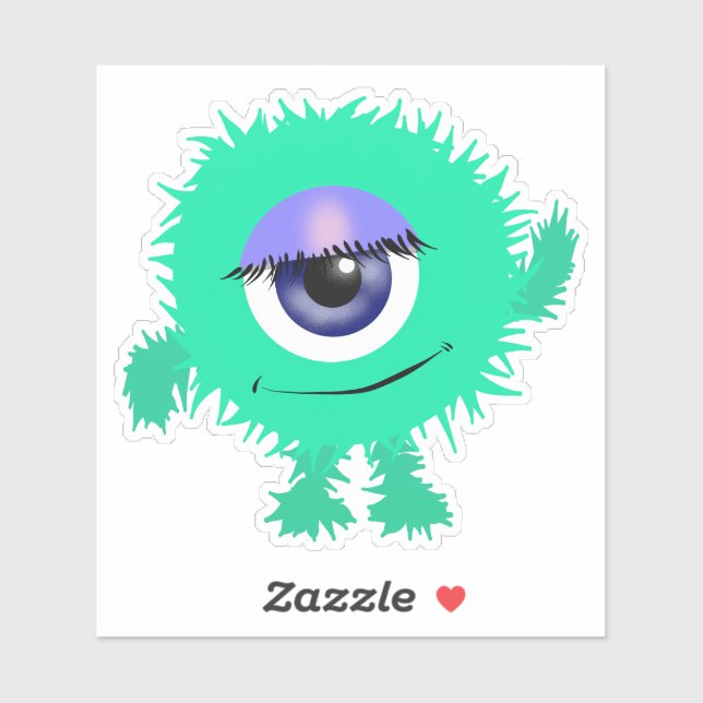 Sticker Monstre Aqua Green One Eyed 4 x 4 (Feuille)