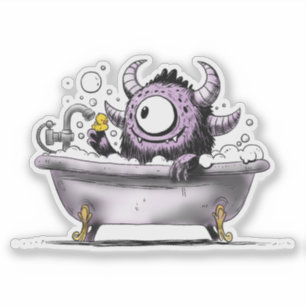 Sticker Monstre dans le bain bulle