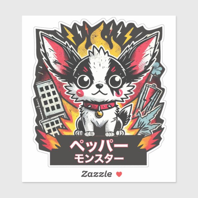 Sticker Monstre japonais du Chihuahua (Feuille)
