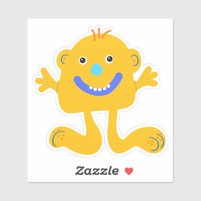 Sticker Monstre jaune blanc 4 x 4 (Feuille)