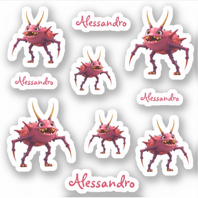 Sticker Monstre rouge de TickToc. (Devant)