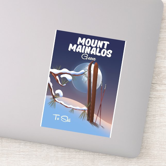 Sticker Mont Mainalos impression de ski grec. (Détail)