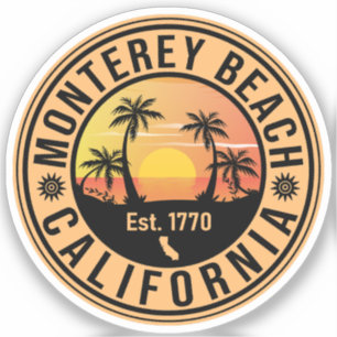 Sticker Monterey Beach California Retro Sunset Souvenirs