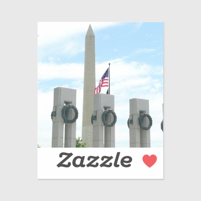 Sticker Monument à Washington et mémorial 2ÈME GUERRE MOND (Feuille)