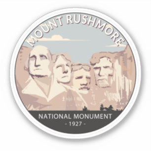 Sticker Monument national du Mont Rushmore Cercle rétro