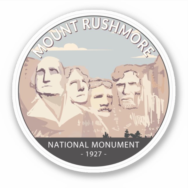 Sticker Monument national du Mont Rushmore Cercle rétro (Devant)