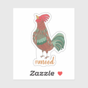 Sticker Moody Fun Rooster Illustration