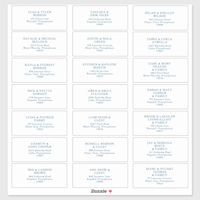 Sticker Moody Ocean Blue Font Adresse du client (Feuille)