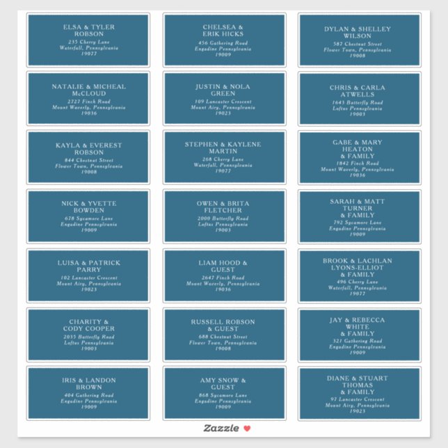 Sticker Moody Ocean Mariage Adresse d'invité (Feuille)