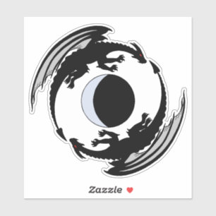 Sticker Moon Dragons Design Imaginaire