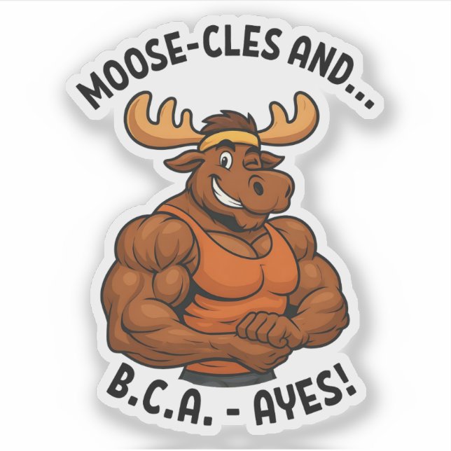 Sticker Moose-cles and BCAAs – Funny Gym Moose Workout (Devant)