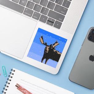 Sticker Moose en hiver - Art original de la faune