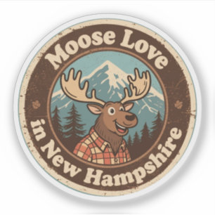 Sticker Moose Love_ New Hampshire Oeuvre forestière