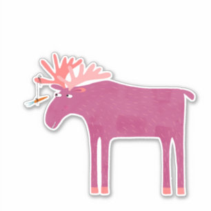 Sticker Moose rose amusante