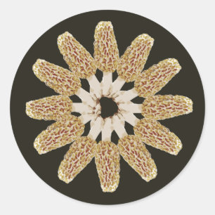Sticker Morel Mandala jaune Morchella esculenta