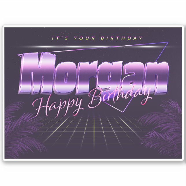 Sticker Morgan Name Prénom lila retro (Devant)