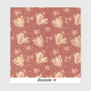 Sticker Morris Inspiré Lily Flower Botanique Rouge Textile