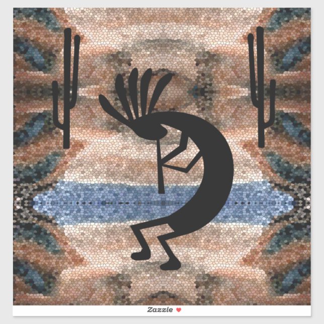 Sticker Mosaïque du désert sud-ouest de Kokopelli 14" (Feuille)