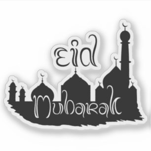 Sticker Mosquée de l'Aïd Moubarak avec typographie