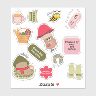Sticker Mossy & Fern Cute Champhrooms & Cosy Citations