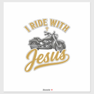Sticker Motard Chrétien Je Roule Avec Jésus Vintage Moto