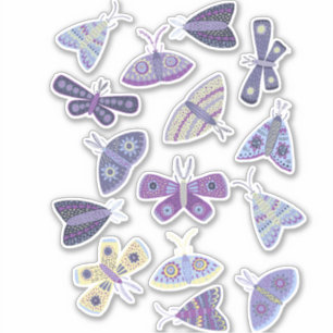 Sticker Moth Blue Purple Art