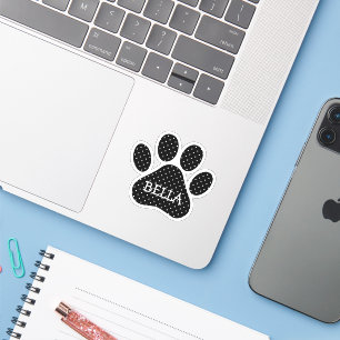 Sticker Motif à pois noir et blanc avec nom