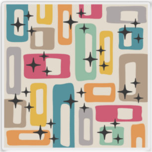 Sticker Motif Abstrait Rétro Milieu de Siècle Moderne