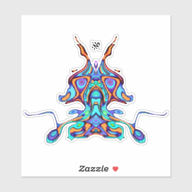 Sticker Motif coloré (pareidolia) - Perroquet spatial v1 (Feuille)