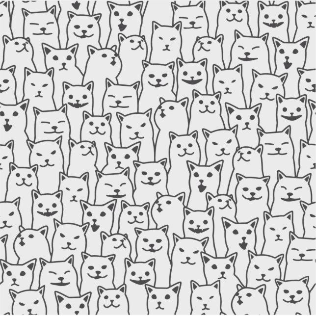 Sticker Motif d'art linéaire de chat noir et blanc minimal (Devant)