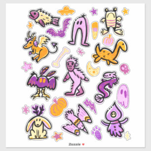 Sticker Motif de dessin de Halloween Cryptid Monsters