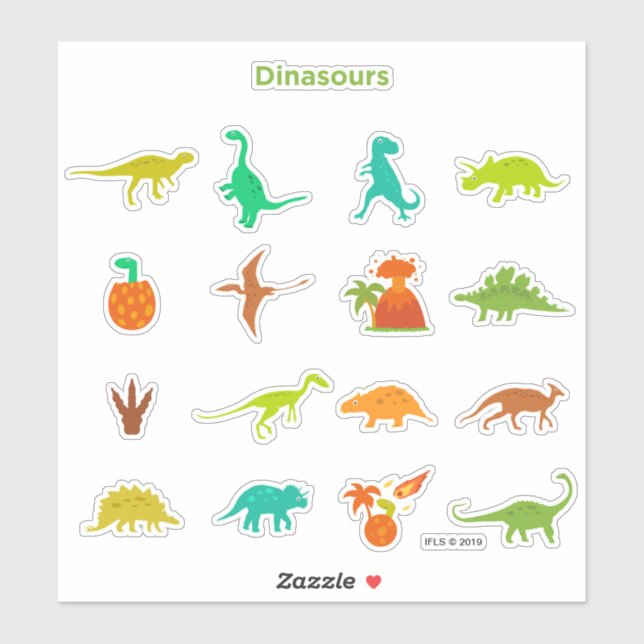 Sticker Motif de dinosaures (Feuille)