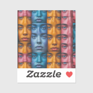 Sticker Motif des faces colorées