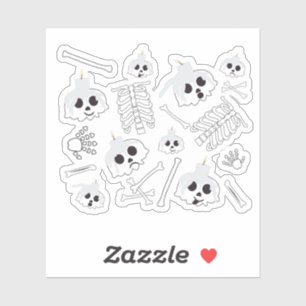 Sticker Motif des os crâniens de squelette d'Halloween