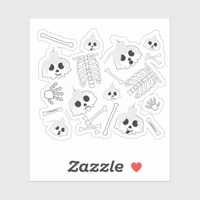 Sticker Motif des os crâniens de squelette d'Halloween (Feuille)