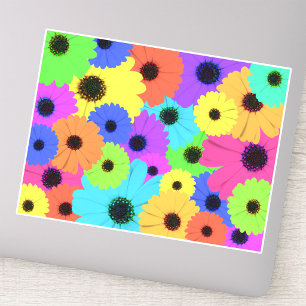 Sticker Motif floral de marguerite psychédélique coloré
