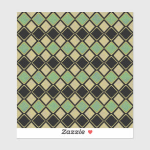 Sticker Motif Harlequin en Or, Vert et Noir 