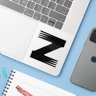 Sticker Motif zèbre style ligne Z Lettre Monogramme