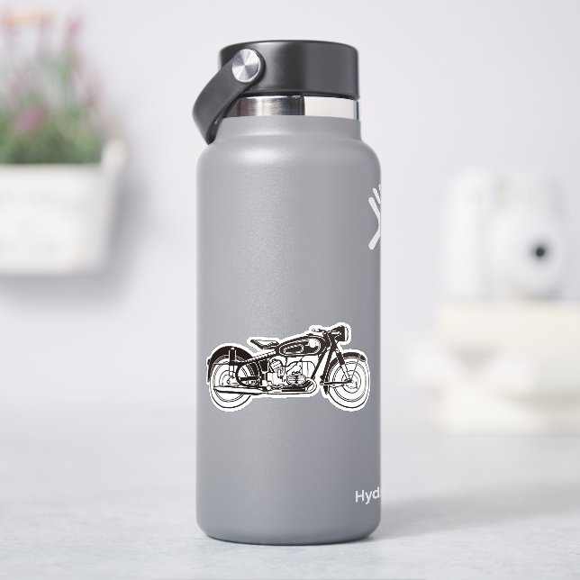 Sticker Moto classique noir et blanc PETIT (HydroFlask)