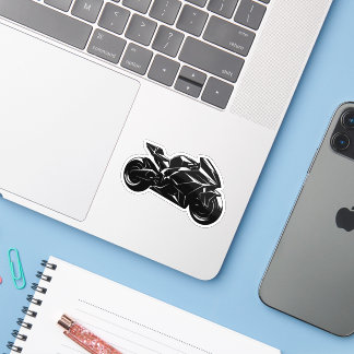 Sticker Motocyclette Futuriste Vecteur Noir Blanc
